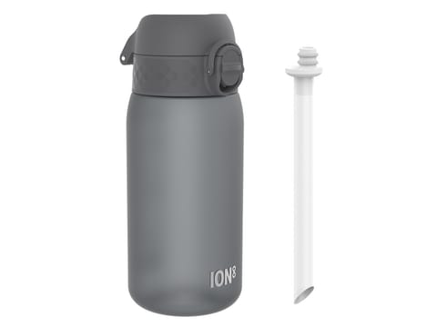 ⁨ION8 Butelka na wodę ze słomką dla dzieci BPA Free 350ml Szary Grey⁩ w sklepie Wasserman.eu