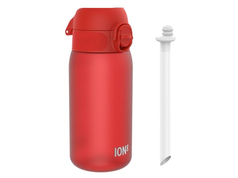 ⁨ION8 Butelka na wodę ze słomką dla dzieci BPA Free 350ml Czerwony Red⁩ w sklepie Wasserman.eu