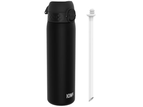 ⁨ION8 Butelka ze słomką na wodę BPA Free 500ml Czarny Black⁩ w sklepie Wasserman.eu