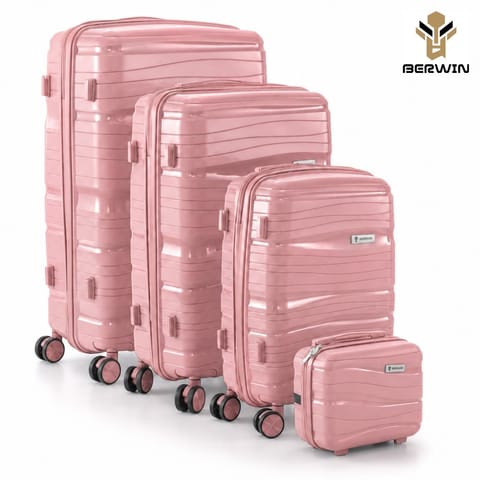 ⁨Zestaw walizek BERWIN Torna 4w1 - twarde walizki na kółkach + kosmetyczka DUSTY Rose⁩ w sklepie Wasserman.eu