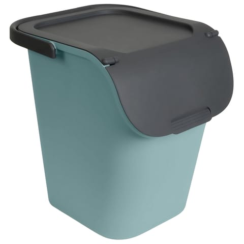 ⁨Pojemnik do segregacji 40L 32x16cm z pokrywą, eukaliptusowa zieleń/antracyt⁩ w sklepie Wasserman.eu