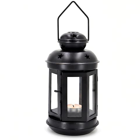 ⁨ŚWIECZNIK NA TEA LIGHT LATARENKA 20CM CZARNA⁩ w sklepie Wasserman.eu
