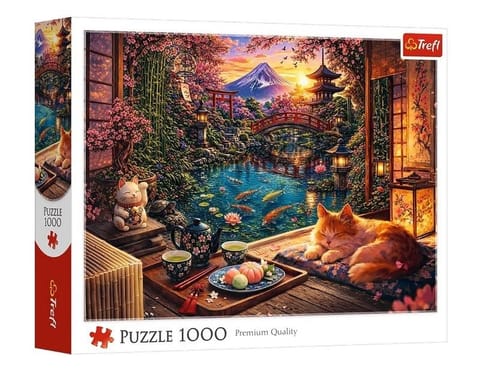 ⁨Puzzle 1000 Kot w ogrodzie sakury TREFL⁩ w sklepie Wasserman.eu