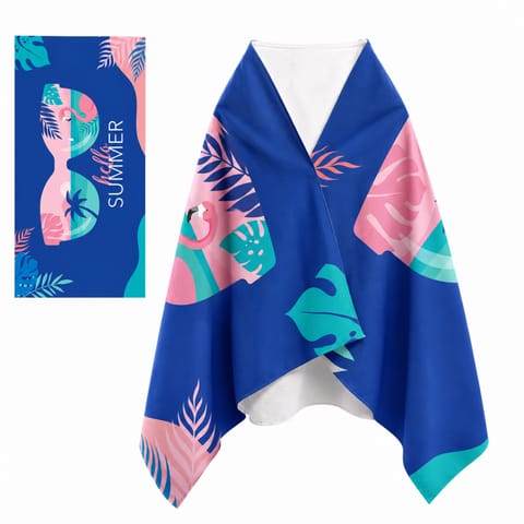 ⁨Ręcznik plażowy, na basen niebieski HELLO SUMMER 150x70 REC54WZ9⁩ w sklepie Wasserman.eu