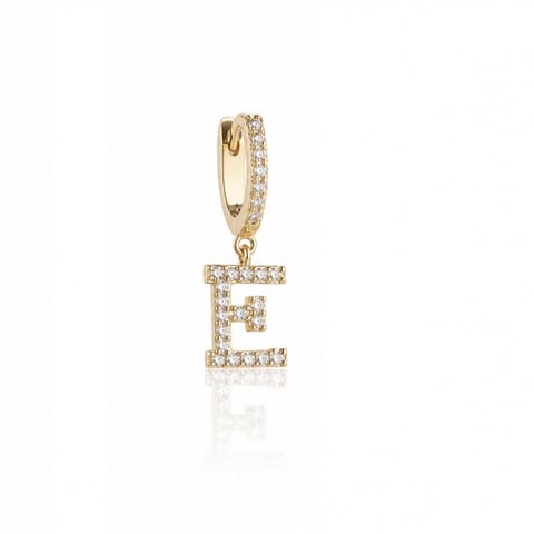 ⁨Gold-plated earrings letter E KST1683E⁩ at Wasserman.eu