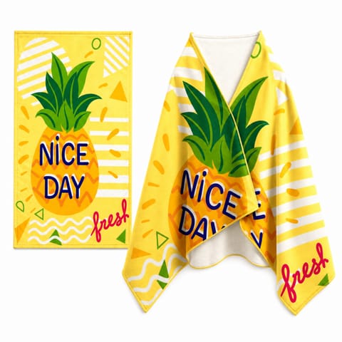 ⁨Ręcznik plażowy, na basen ANANAS, NICE DAY 150x70 żółty REC54WZ4⁩ w sklepie Wasserman.eu
