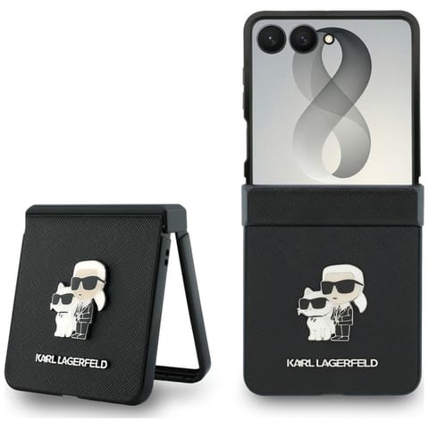 ⁨Karl Lagerfeld Karl & Choupette Saffiano Pins - Etui Samsung Galaxy Z Flip 8 (czarny)⁩ w sklepie Wasserman.eu