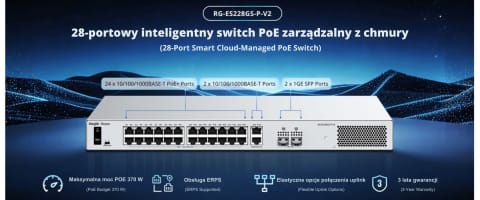 ⁨SWITCH POE RG-ES228GS-P-V2 24-PORTOWY + 2X UPLINK + 2X SFP REYEE⁩ w sklepie Wasserman.eu