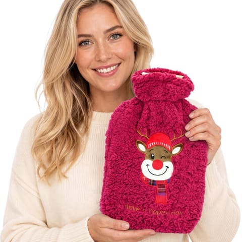 ⁨TERMOFOR GUMOWY XMAS 1,75L USMIECHNIĘTY RENIFER CZERWONY⁩ w sklepie Wasserman.eu
