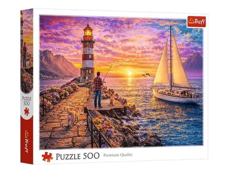 ⁨Puzzle 500 Latarnia o zachodzie słońca TREFL⁩ w sklepie Wasserman.eu