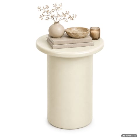 ⁨Stolik kawowy okrągły MONO 30 cm kremowy na cylindrycznej podstawie⁩ w sklepie Wasserman.eu