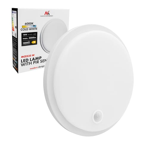 ⁨Lampa LED z czujnikiem ruchu Maclean , czujnik PIR, biała, 10W/15/18W, IP65, możliwość zmiany barwy 3000/4000/6000K,  MCE535 W⁩ w sklepie Wasserman.eu