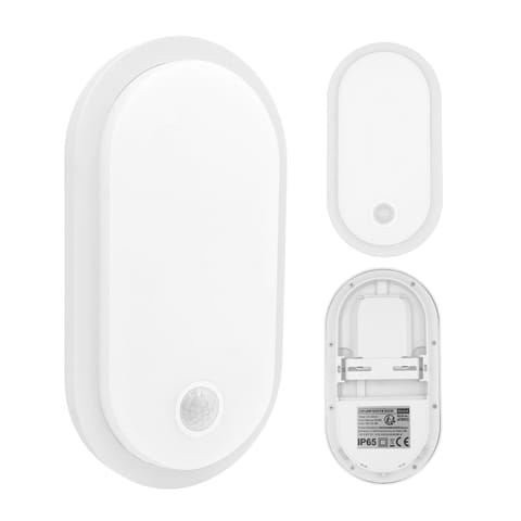 ⁨Lampa LED z czujnikiem ruchu Maclean , czujnik PIR, biała, 10W/15/18W, IP65, możliwość zmiany barwy 3000/4000/6000K,  MCE534 W⁩ w sklepie Wasserman.eu