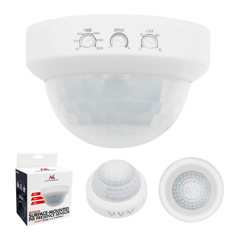 ⁨Czujnik obecności PIR Maclean, natynkowy, zasięg 10x40m, 1000W/2000W, 220-240V AC, 50/60Hz,  MCE823⁩ w sklepie Wasserman.eu