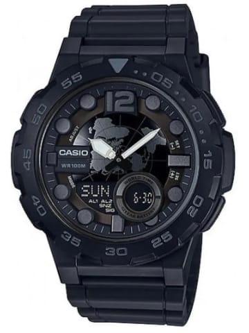 ⁨ZEGAREK MĘSKI CASIO AEQ-100W-1BV (zd070b) - WORLD TIME + BOX⁩ w sklepie Wasserman.eu