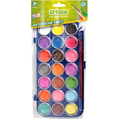 ⁨Farby akwarelowe CRICCO 21 kolorów w kasecie + pędzelek CR360K21⁩ w sklepie Wasserman.eu