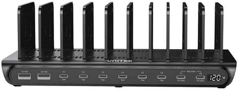 ⁨Unitek 10-portowa stacja ładowania 2 x USB-A 15W, 8 x USB-C PD 65W, 120W⁩ w sklepie Wasserman.eu