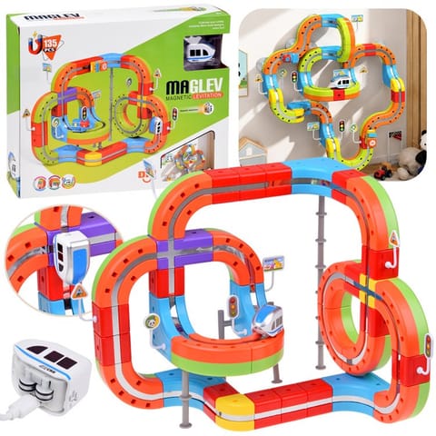⁨KLOCKI MAGNETYCZNE Tor magnetyczny dla pociągów - 135ele kolejka DIY ZA6330⁩ w sklepie Wasserman.eu