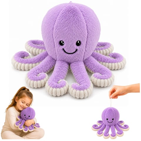 ⁨Pluszowa Ośmiornica Maskotka Przytulanka Sprężyste Macki Fioletowa 30 cm⁩ w sklepie Wasserman.eu