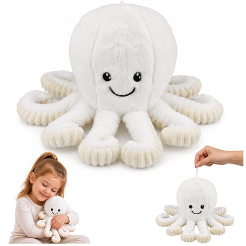 ⁨Pluszowa Ośmiornica Maskotka Przytulanka Sprężyste Macki Biała 30 cm⁩ w sklepie Wasserman.eu