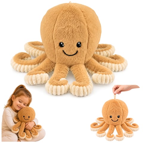 ⁨Pluszowa Ośmiornica Maskotka Przytulanka Sprężyste Macki Beżowa 30 cm⁩ w sklepie Wasserman.eu