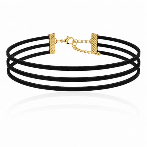 ⁨NASZYJNIK CZARNY MATOWY CHOKER POTRÓJNY N284⁩ w sklepie Wasserman.eu