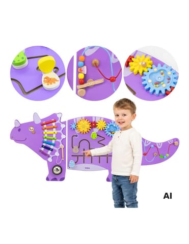 ⁨VIGA Drewniana Tablica Sensoryczna-Manipulacyjna EDU Triceratops⁩ w sklepie Wasserman.eu