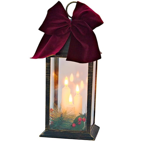 ⁨LATARNIA LAMPION ADWENTOWY ZNICZ LED 30CM 3 ŚWIECE TIMER CZARNY⁩ w sklepie Wasserman.eu