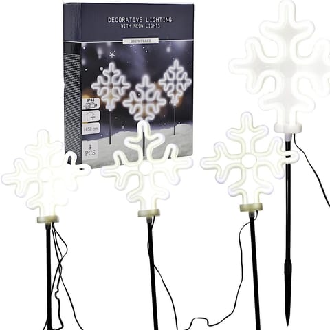 ⁨LAMPKI OGRODOWE STICK ŚNIEŻYNKI NEON LED 58 CM 3 SZT BIAŁE IP44⁩ w sklepie Wasserman.eu