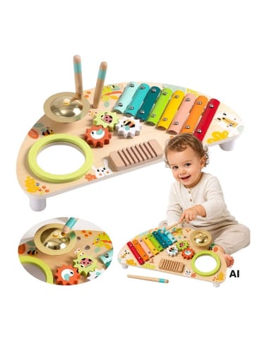 ⁨TOOKY TOY Wielofunkcyjny Instrument Centrum Muzyczne Ksylofon Zębatki Tarka Bębenek Talerz Pałeczki⁩ w sklepie Wasserman.eu