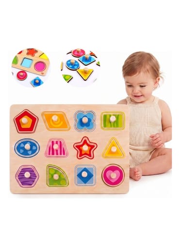 ⁨TOOKY TOY Puzzle Układanka Montessori Nauka Kształtów z Pinezkami⁩ w sklepie Wasserman.eu