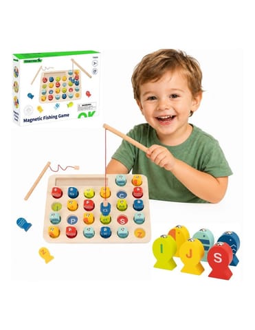 ⁨Tooky Toy Drewniana Gra Łowienie Rybek Nauka Literek 29 el.⁩ w sklepie Wasserman.eu