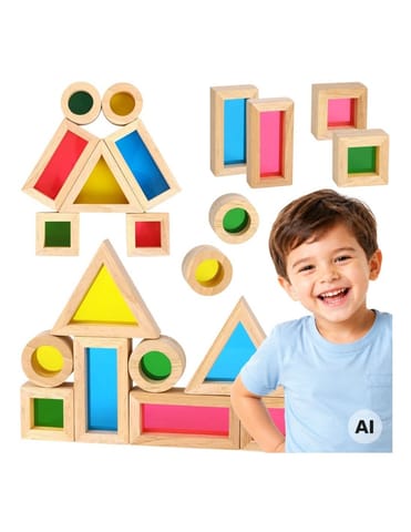 ⁨TOOKY TOY Drewniane Kolorowe Klocki Lustra Zestaw 8 el. FSC⁩ w sklepie Wasserman.eu