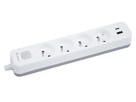 ⁨Przedłużacz TRACER Grid 4S Mobile Ready 1,5m (4 gniazda,wyłącznik, 1x USB A+ 1x Type C, max 20W, white&grey)⁩ w sklepie Wasserman.eu