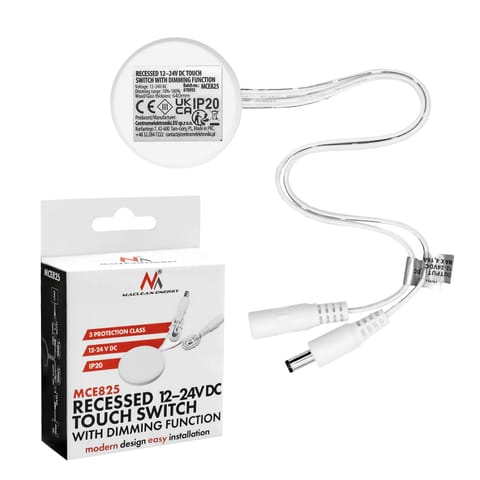⁨Włącznik dotykowy do zabudowy Maclean, do zabudowy  40mm, 12-24V DC, max. obciążenie 48/96W, MCE825⁩ w sklepie Wasserman.eu