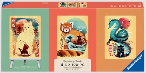 ⁨Puzzle 2D 3x100 Red Panda & Drag⁩ w sklepie Wasserman.eu