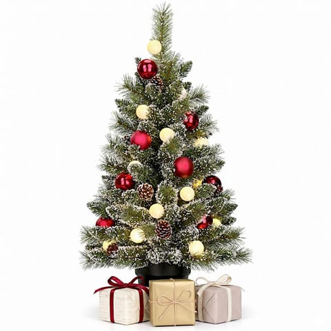 ⁨CHOINKA DEKORACYJNA KAPRUN W DONICY 20 LED Z BOMBKAMI TIMER 86CM LUCA⁩ w sklepie Wasserman.eu