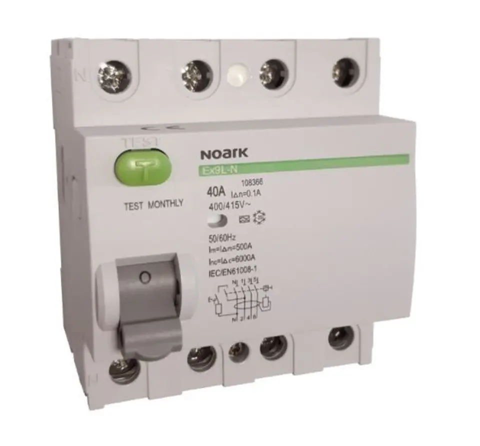 ⁨108366 Residual current circuit breakers Noark Ex9L-N 4P 40A A 100mA⁩ at Wasserman.eu