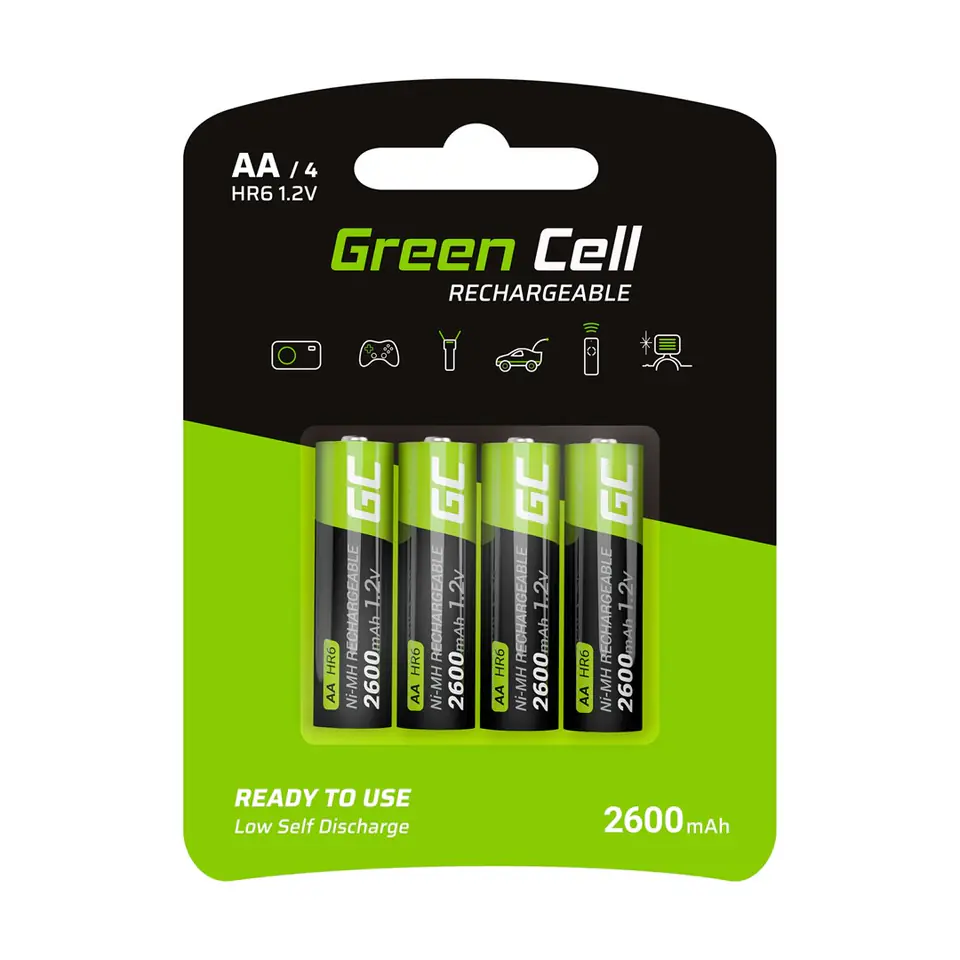 GREEN CELL AKUMULATORKI PALUSZKI 4X AA R6 2600MAH w sklepie Wasserman.eu