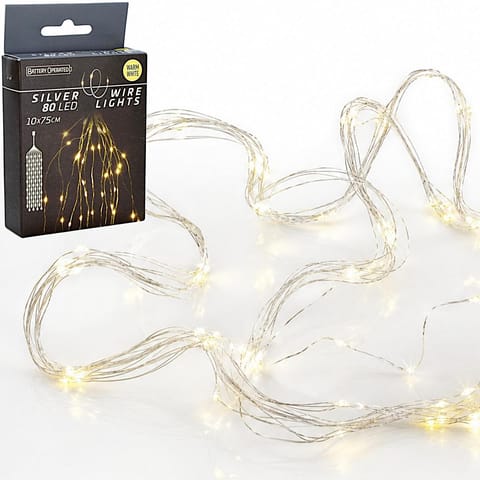⁨LAMPKI DRUCIKI NA BATERIE KASKADA 80 LED CIEPŁY BIAŁY⁩ w sklepie Wasserman.eu