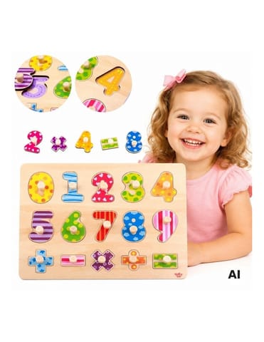⁨TOOKY TOY Drewniane Puzzle Nauka Liczenia Układanka Z Pinezkami Cyferki⁩ w sklepie Wasserman.eu