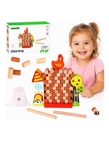 ⁨TOOKY TOY Gra Zręcznościowa Spadająca Kura Drewniana Farma⁩ w sklepie Wasserman.eu