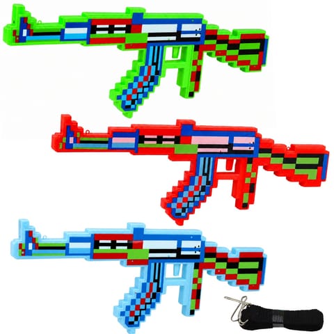 ⁨Karabin Pikselowy Broń Światła Dźwięki Niebieski Zielony Czerwony 39cm⁩ w sklepie Wasserman.eu