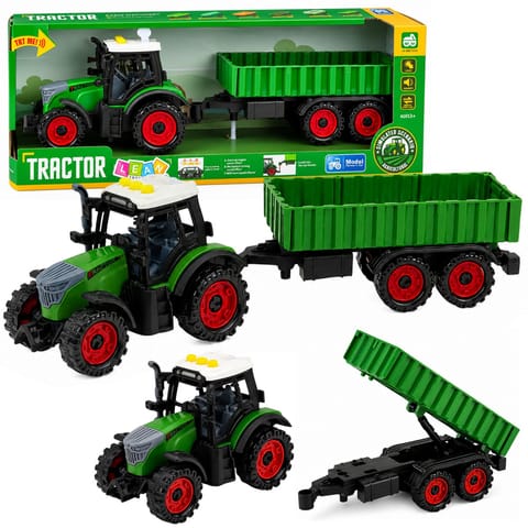 ⁨Traktor Farmerski z Przyczepą Rolniczą Napęd Frykcyjny Światła Dźwięk 35cm⁩ w sklepie Wasserman.eu