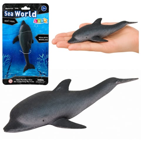 ⁨Gumowa Figurka Delfin Morski Miękka Realistyczna TPR Ciemnoszary 17,5 cm⁩ w sklepie Wasserman.eu