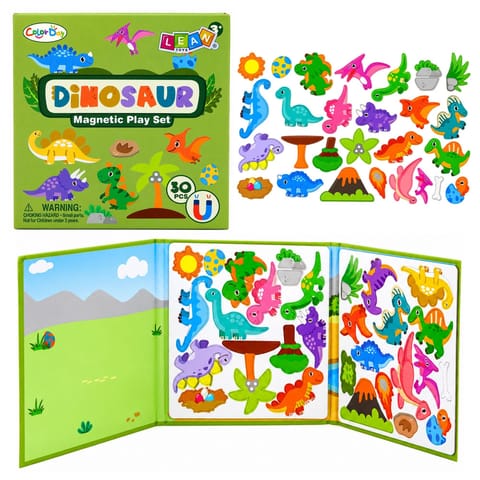 ⁨Książeczka Magnetyczna Układanka Puzzle Dinozaury Kolorowe Magnesy 30 el.⁩ w sklepie Wasserman.eu