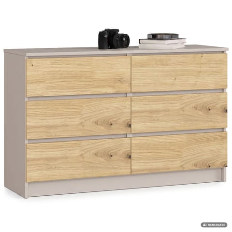 ⁨KOMODA K120 6SZ CLP PK KASZMIR / DĄB ARTISAN⁩ w sklepie Wasserman.eu