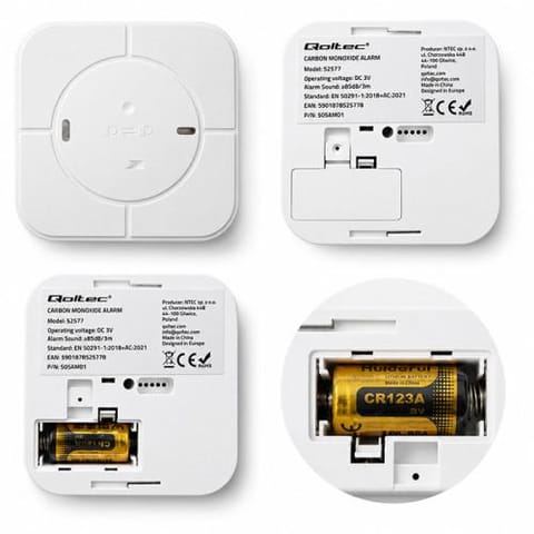 ⁨Czujnik tlenku węgla, czadu z baterią i detektorem CO2 Qoltec⁩ w sklepie Wasserman.eu