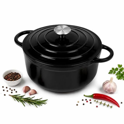 ⁨EMALIOWANY GARNEK ŻELIWNY 24cm 4,2L CZARNY 7758⁩ w sklepie Wasserman.eu