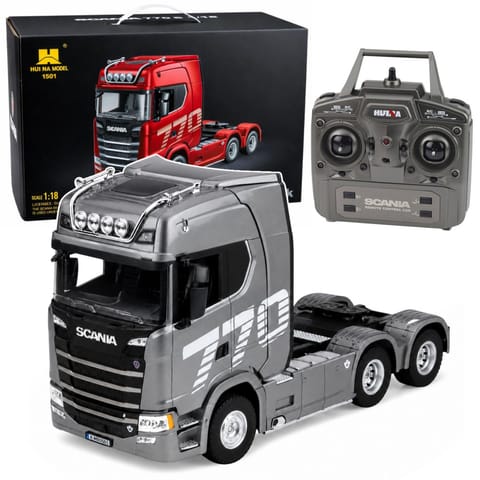 ⁨Ciągnik Siodłowy Scania Zdalnie Sterowany RC Huina 1501 Szary Srebrny 1:18⁩ w sklepie Wasserman.eu